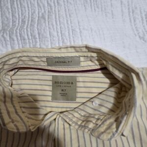 XLT Sonoma Yellow with Red and Blue Striped Men’s Button-Down Shirt